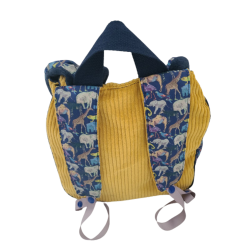 Sac à dos petit lapin maternelle / crèche velours et liberty animaux personnalisé