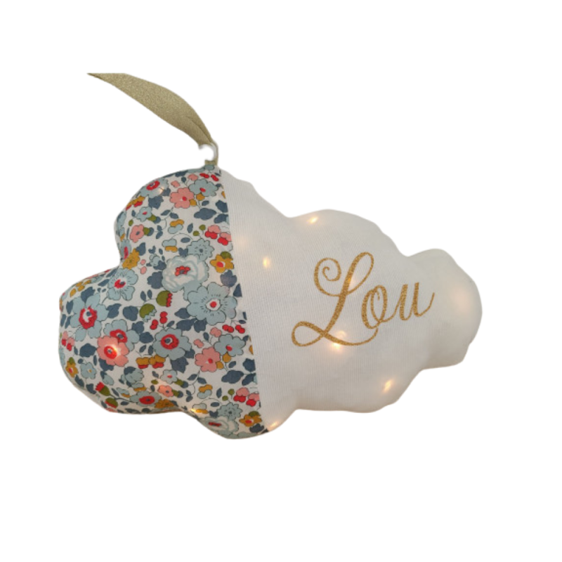 Veilleuse LED nuage personnalisable en liberty Betsy porcelaine